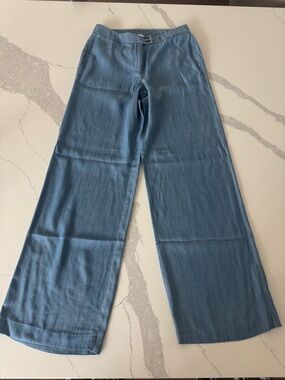 ecru Size 6 Light Color Chambray Button-Front Trousers Lightweight